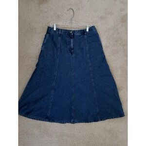 VTG Orvis Denim Maxi Skirt Womens 12  A Line Western Ranch Y2K Cottage Core